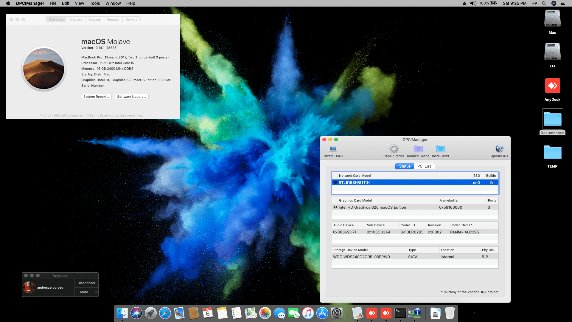 Succes Hackintosh macOS Mojave 10.14.1 Build 18B75 at HP Pavilion 14-BF007TX